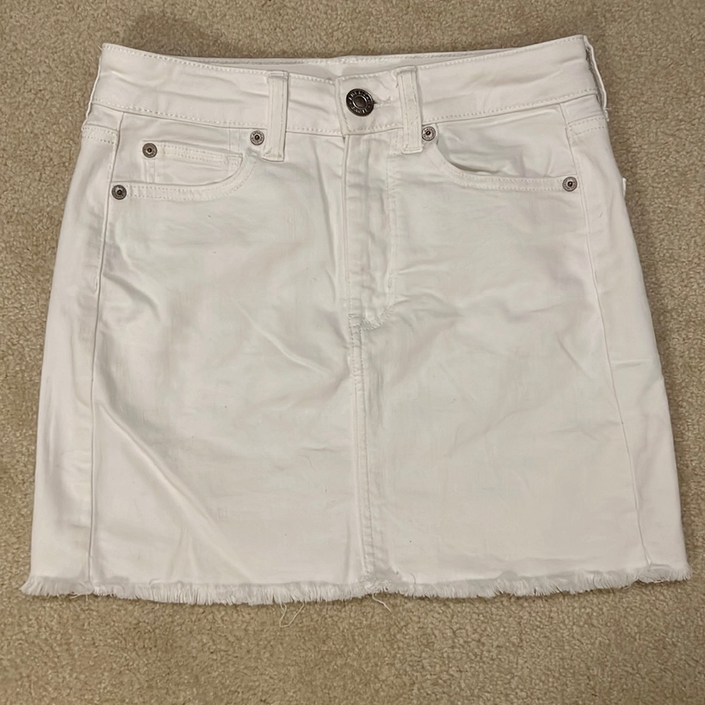 White American Eagle Mini Jean Skirt